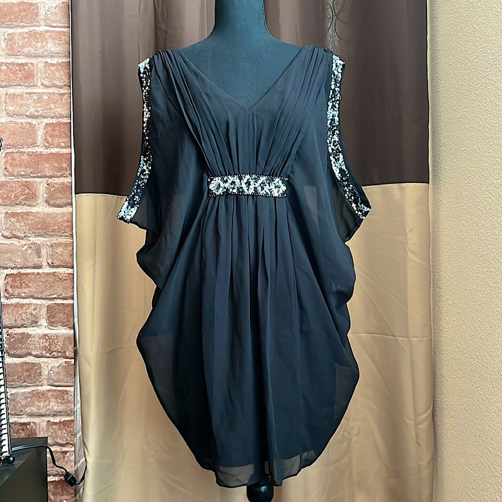 Aidan Mattox Black Sequin Dress size XS